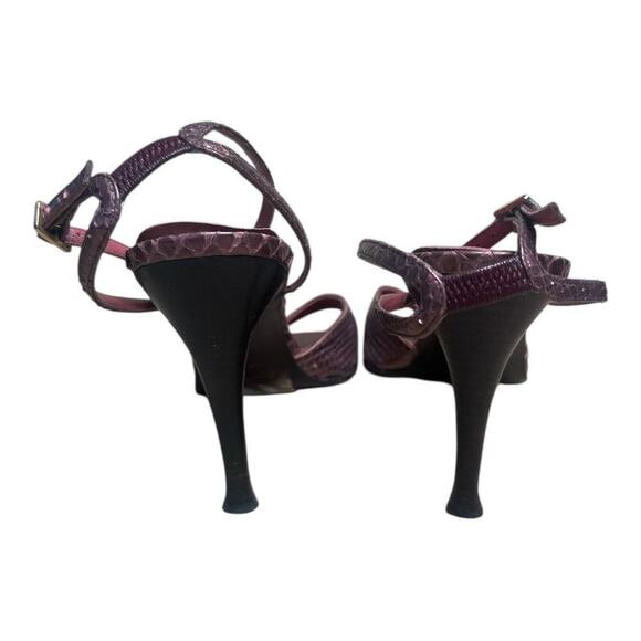 Sergio Rossi Brown Reptile Leather Ankle Strap Platform Heeled Sandals 40.5/ 9.5 - Picture 4 of 9